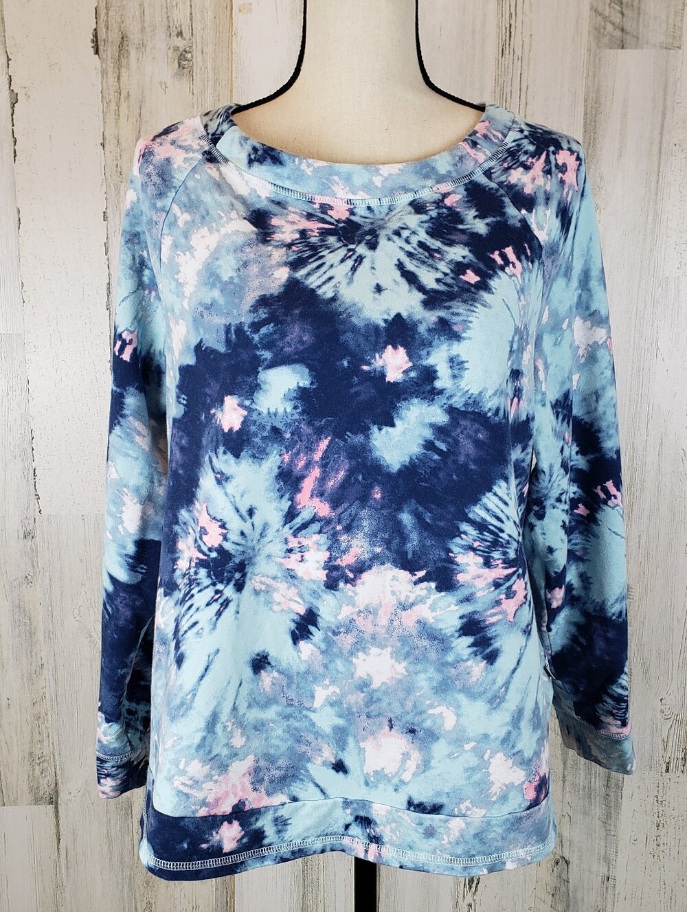 Talbots Blue and Pink Tie-Dye Pullover Size Large